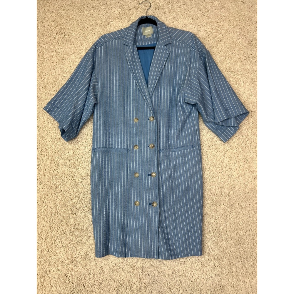 Anthropologie Maeve Oversized Blazer Helmi Dress Womens Small Blue Double Breast